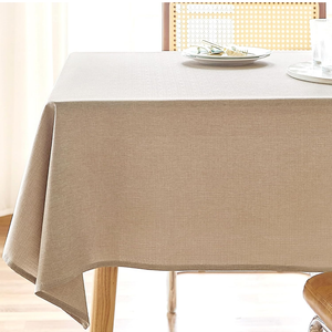 AUSSPVOCT Textured Linen Tablecloth Rectangle 52x70 Water Resistant Spill-Proof Wipeable Fabric Table Cloth Wrinkle Free Cloth Dining Table Cover for Birthday Spring Summer Holiday Party Tablecover