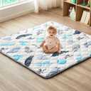 Baby Play Mat, Non-Slip Baby Mat for Floor, Soft Thicker Playpen Mat, Portable Playmat, Crawling Mat for Babies, Toddlers & Infants to Play and Learn 50"x50" (White Blue)