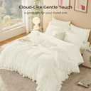 Litanika Queen Comforter Set, 7 Pcs Ivory Ruffle Bed in a Bag