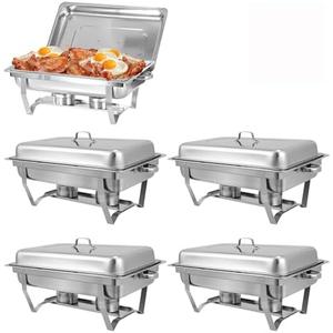 Jwevvie Chafing Dish Buffet Set, 8QT Stainless Steel Chafing Dishes for Buffet, Full Pan Chafing Dish, Buffet Servers and Warmers for Party, Wedding,Catering (5 PACK)