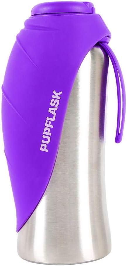 PupFlask Large Dog Water Bottle, 27 or 40 OZ Stainless Steel, Convenient Dog Drink Dispenser, Puppy Travel Water Bowl, Portable Pet Hydration Bottle , Leak Proof, Perfect Size For All Breeds (27 Ounce, Ultra Violet)