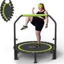 ZCMHAXJ Foldable Mini Trampoline, 40" Rebounder Trampoline for Adults & Kids, 450lbs Capacity with U-Shaped Adjustable Bar, Indoor Fitness Workout Exercise Equipment