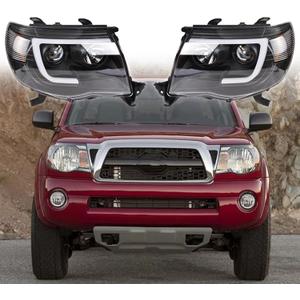 GXYWADY Headlight Replacement for 2005-2011 Tacoma Black Smoke Projector Headlight Assembly Pair 8111004160 8111004163