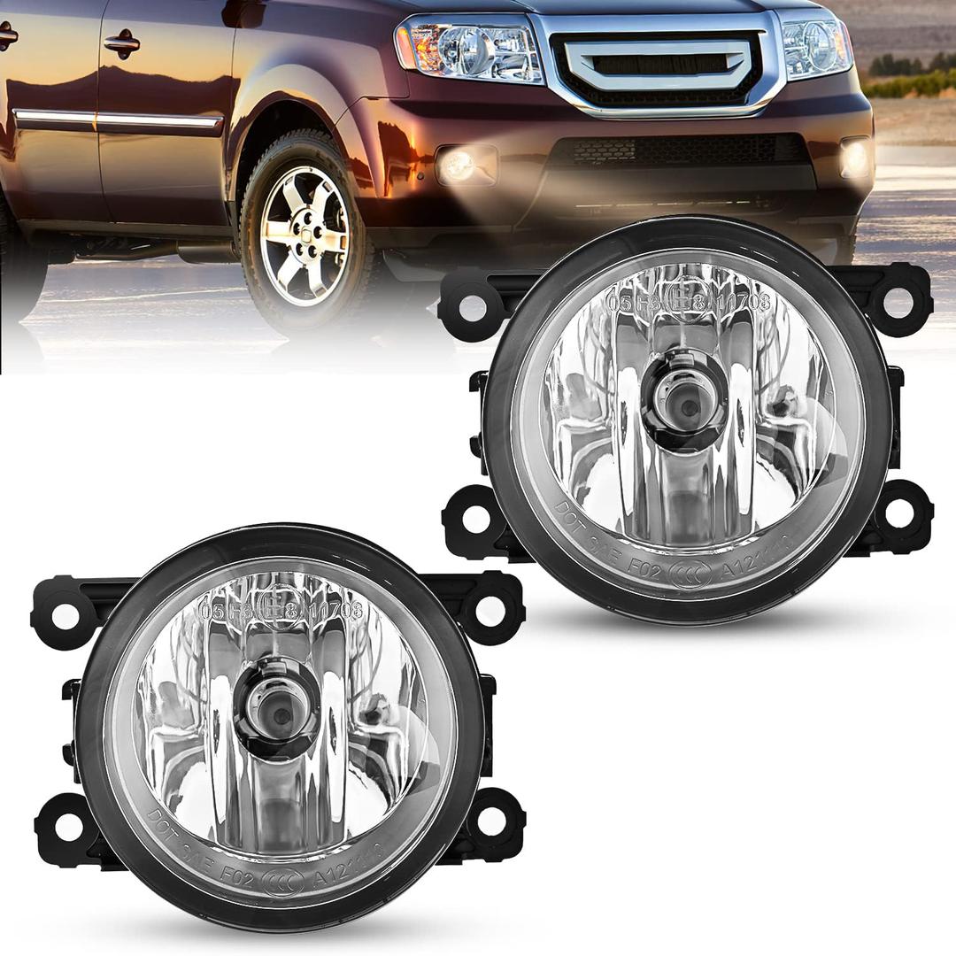 Nilight Fog Light Assembly Compatible with 2005 2006 2007 2008 2009 2010 2011 2012 2013 2014 Ford Mustang Focus Explorer Ranger Nissan Frontier Lincoln Navigator Honda Accord Pilot