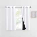 NICETOWN White 100% Blackout Curtain 45 inches Long, 2 Thick Layers Completely Blackout Window Treatment Thermal Insulated Lined Drape for Small Window (1 Panel, 42 inches Width Each Panel)