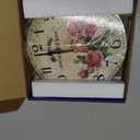 Vintage French Floral Wall Clock with Pink Rose Pattern Small Round Silent Non-Ticking Quartz Movement 8 inches Wall Clocks Battery Operated Home Flower Decorative for Bedroom,Living Room