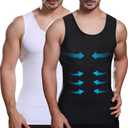 Mens Slimming Compression Shirt, Body Shaper Workout Tank Top, Gynecomastia Tummy Control Undershirts - Change in Seconds, M
