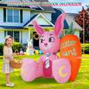 5.15FT Easter Inflatable Bunny Outdoor Decorations, Pink Rabbit with Orange Carrot, Built-in LED Lights and Anchor Kit, Blow Up Yard Decor for Garden, Lawn, Patio, Easter Egg Hunt Party