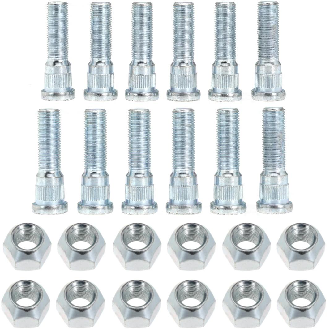 12Sets 1/2-20 Inch Wheel Stud with Nuts for Trailer for Lippert Axles 3500 lb for Dexter 4400 lb with 1/2"-20 UNF Thread Size