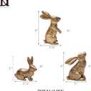 DN DECONATION Golden Polyresin Bunny Decor Rabbit Figurines, Easter Bunny Statue Set of 3 for Spring Tabletop Decor