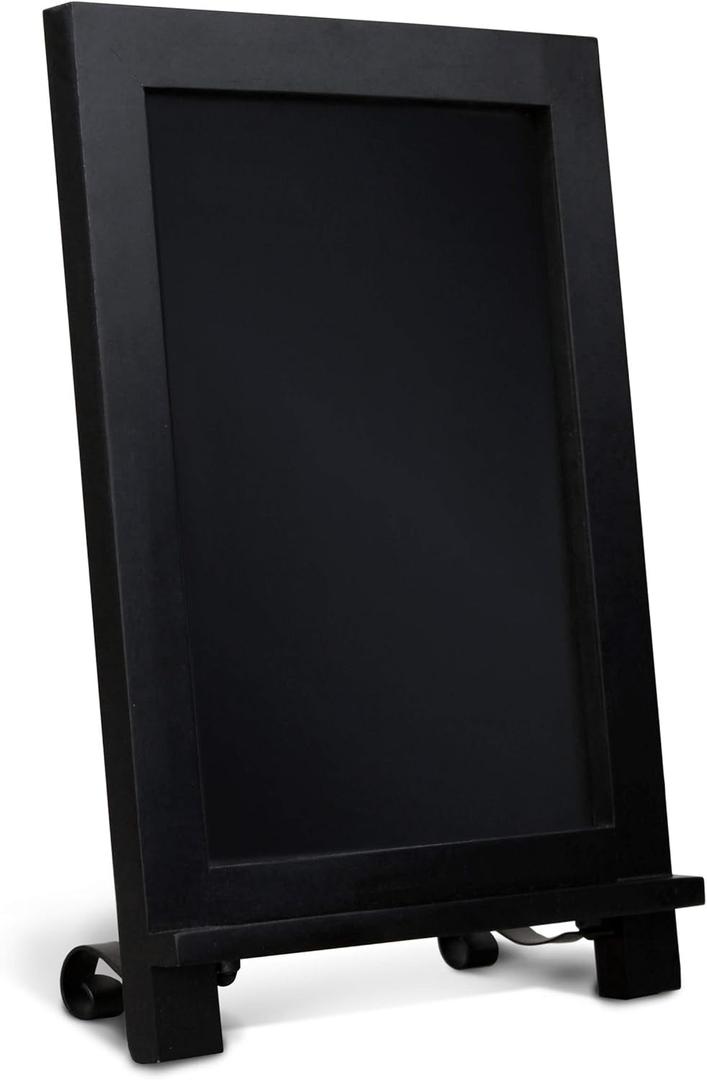 HBCY Creations Black Wooden Tabletop Chalkboard with Legs/Vintage Wedding Table Sign/Small Kitchen Countertop Memo Board/Antique Wooden Frame (9.5 x 14 Inches) (4 - Black)