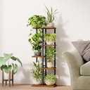 Bamworld Corner Plant Stand Indoor, 5 Tier Metal Plant Shelf for Multiple Plants, Tiered Flower Pot Stands for Patio Garden Balcony Living Room Bedroom, Brown