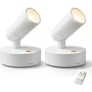 Magnetic Rechargeable Picture Light 2 Pack, Wireless Art Spotlight with Remote & Touch Control, 3 Color Temps Dimmable Wall Light, 2000mAh Battery Accent Lighting for Painting, Gallery, Display