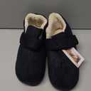 Zizor Women's Velcro Adjustable House Shoes Slippers Indoor Outdoor with Memory Foam, Warm Winter Fuzzy Lined Home Slippers (7, Black)