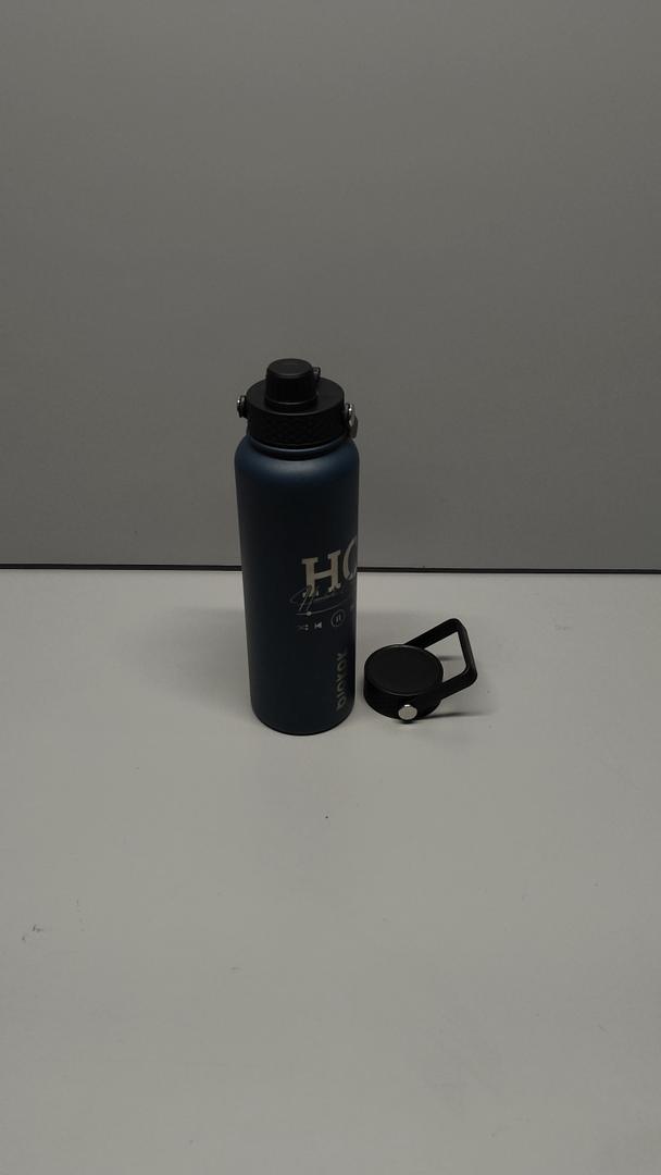 BJPKPK Insulated Water Bottles with Straw Lid, 40oz Stainless Steel Water Bottles with 3 Lids, BPA Free Leakproof Thermos, Tumblers, Cups for Sports, Gym- Navy Blue
