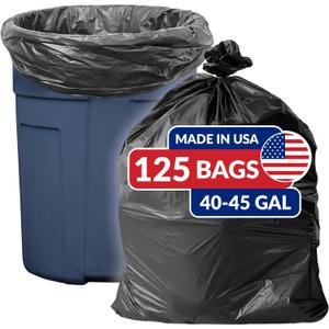 Reli. SuperValue 40-45 Gallon Trash Bags | 125 Count | Made in USA | Heavy Duty | Black Multi-Use Garbage Bags