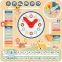 TOOKYLAND Kids Daily Calendar Montessori Educational Wooden Learning Toys My Calendar Clock Wooden Toys for Toddler Kids