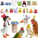 16 Pcs Hamster Hats Adjustable Mini Hat, Hand Knitted Chicken Hats, Small Animals Cap for Real Hamsters, Lizard Dragon, Bird, Ferret, Doll, Chicken, Desk Goose Outfits, Party Costume Accessories