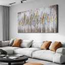 Acocifi Beige Neutral Canvas Wall Art Living Room, Abstract Leaf Gold Textured Painting, Modern Minimalist Picture Artwork Framed for Bedroom Dining Room Office Home Extra Large Decor 58"x29"
