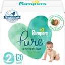 Pampers Baby Diapers - Pure Protection - Size 2, 120 Count, for up to 100% Leakproof, Premium Plant-based Skin Protection