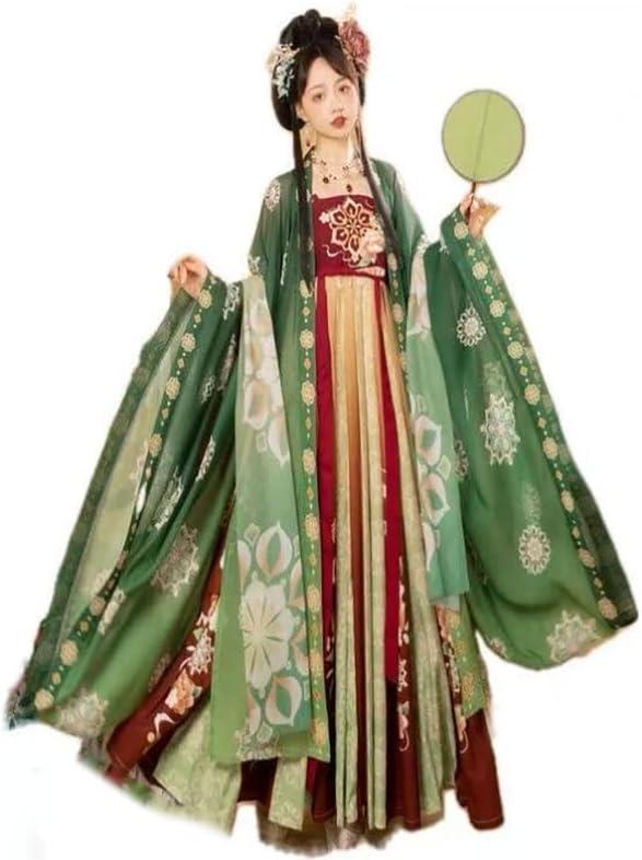 Hanfu Dress Women Chinese Ancient Hanfu Carnival Cosplay Costume Hanfu Green&Red Dress, Large