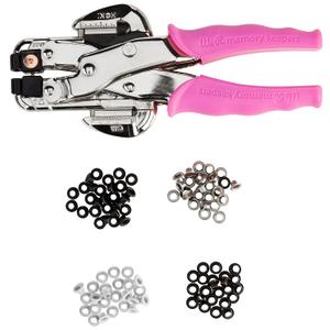 We R Memory Keepers- Crop-A-Dile Eyelet Setter Punch Kit, Pink, Includes 100 Eyelets, Comfort Handle, for 1/8 or 3/16 Inch Holes, Metal, Craft Paper, Leather, Fabric and More
