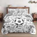 WeCozy Comforter Set Queen Size Comforter Set with 2 Pillowcases, Soccer Game Ball Cup Painting Soft 3 Pcs Bedding for Kids and Adults Bedroom Bed Decor