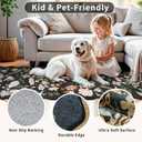 2x8ft Scalloped Hallway Runner Rug Non-Slip Washable Boho Floral Carpet Runner for Kitchen, Bathroom, Bedroom & Entryway Soft Low-Pile Thin Rug with Rubber Backing (Black, 2x8)