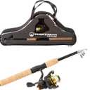 Telescopic Fishing Pole - 5.5-Foot Carbon Fiber Rod and Ambidextrous Reel Combo with Handy Carrying Case for Lake, Pond, or River by Wakeman (Black)