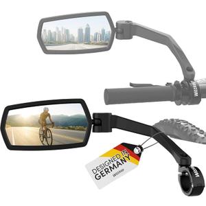 WITTKOP Bike Mirror | Large HD Field of Vision | 360 Rotatable & Foldable | Mounting Above & Below | Break-Proof & Durable | Ebike Accessories, Bike Mirror Handlebar Mount, Bicycle Mirrors