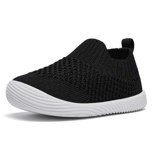 MORENDL Toddler Shoes Baby Walking Sock Shoes Non-Slip Breathable Boys & Girls Sneakers Infant Tennis Shoe Black Size 8