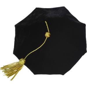 GraduationMall Graduation Doctoral Tam Velvet with Gold Bullion Tassel (Black)