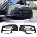 Side Mirror Cap Covers For Mercedes Benz W176 W246 W212 W204 C117 X156 X204 W221 C218 A B C E S CLA GLA GLK Class Black Replace (Carbon Fiber-1)