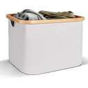 Easyday Laundry Hamper with Lid - Clothes Hamper with Removable Laundry Bag and Bamboo Handles, Foldable Laundry basket for Laundry Room, Bathroom, Bedroom (Light Gray, 40L)