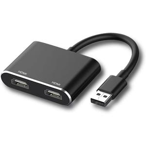 USB A 3.0 to Dual HDMI Adapter for Windows 4K@30hz, USB-A to Dual HDMI Hub Splitter for 2 Monitors for Large Screen Display, for Windows Laptops, Computers,PC, USB Devices(Not for Mac)