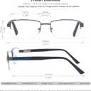 Missfive Mens Premium Multifocus Reading Glasses 0 Power on Top Center, Blue Light Blocking Far/Mid/Near Progressive Metal Frame With No Broken Spring Hinge +2.0x