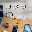 10Ft Extension Cord with Multiple Outlets, SUPERDANNY Flat Plug Surge Protector Power Strip 10 Ft Long Cord, 6 Outlets & 3 USB Ports, Charging Station for Home Office, College Dorm Room Essentials