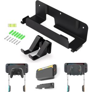 Metal Wall Mount Compatible with Nintendo Switch 2/ Switch/Switch OLED Console, Metal Wall Mount Kit Shelf Accessories Compatible with Joy-Con & Pro Controller Holder