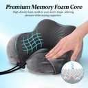 ATOMUS Neck Pillow Set with Eye Mask & Earplugs - Memory Foam Travel Pillow, Adjustable Strap, Removable Cover, 360° Support for Airplane, Office, Home