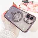 Fiyart Compatible with iPhone 11 Case,Compatible with MagSafe Love Heart Plating Camera Protection TPU Magnetic Glitter for Women Girls Shockproof Phone Bumper 6.1"-Purple