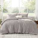 Litanika King Size Comforter Set Milk Grey, 3 Pieces Cream Tufted Boho Farmhouse Bedding Comforter Sets, Lightweight Fluffy Comforter Bed Set for All Season (104x90In Comforter and 2 Pillowcases)