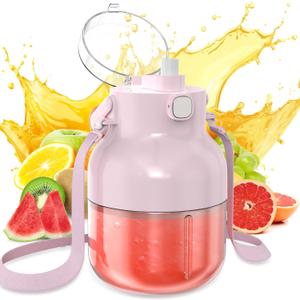 50oz Family-Size Portable Blender for Smoothies, Shakes & Juice, True On-The-Go Licuadora with Re-Blending for Office, Gym and Travel, Leak-Proof, BPA-Free, USB-C Rechargeable, Ideal Gift (Pink)