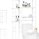 GRANNY SAYS Over The Toilet Storage Shelf, 6 Tier Metal Bathroom Shelves Over Toilet, Freestanding Over The Toilet Shelf Rack with Basket & Adjustable Shelf Above Toilet Storage, White
