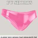 SEAUR Women Sexy Metallic Panties Shiny Booty Underwear Latex Leather Pvc Shorts Cheeky Bottom (Pink, L)