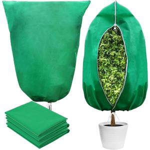 VBWSL Plant Covers Freeze Protection, 4 Pack Frost Covers with Zipper Drawstring (31.5" x 47.3") Plant Protection Cover Bags for Outdoor Winter Frost Cold (Green) (31.5" W x 47.3" H(4 PCS), Green)