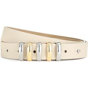 White Leather Belts for Women Stylish Casual Waist Belt Dress Belt Ladies White Belt for Jeans (Beige)