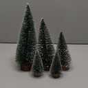 Mini Christmas Tree with Lights, Small Table Top Decorations, Desktop Miniature Pine Tree Xmas Holiday Decor Indoor Home, Bottle Brush Trees with Wooden Base, 5 Pcs with Light