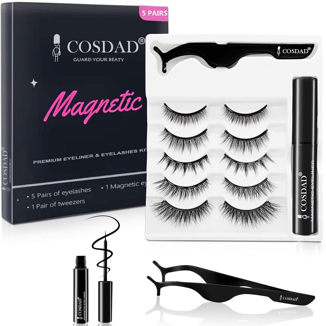 Magnetic Eyelashes with Eyeliner Kit  No Glue Needed, Reusable False Eyelashes with Waterproof Magnetic Eyeliner, Easy to Apply for Beginners & Daily Wear