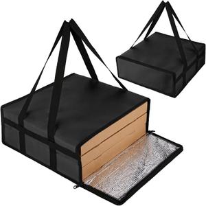 Bodaon Pizza Bags for Delivery 16" x 16" x 6" Compact Pizza Bag Holds Up to 3 Boxes, Foldable Thermal Carrier Cooler for Delivery Drivers