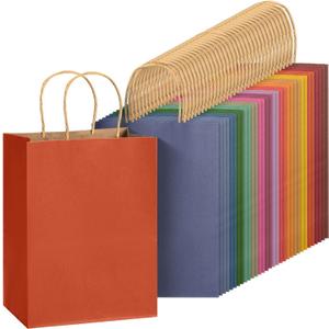 Mr. Pen- Paper Gift Bags with Handles, 32 Pack, 7.6" x 4.7" x 10.6", Medium Kraft Paper Bags with Handles Bulk, Ideal for Gifts, Weddings, Baby Showers, Birthdays, Shopping, Party Favor (Deep Multicolors)